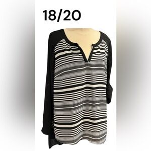 LANE BRYANT Blouse Size 18 / 20 Striped Asymetrical
